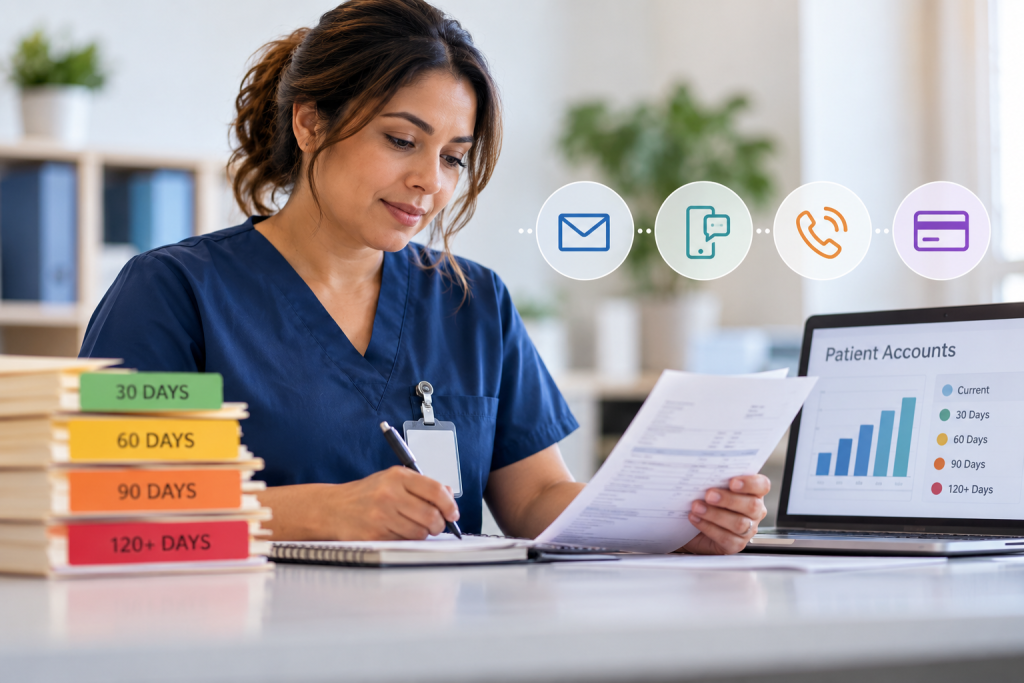 Thoughtful Woman Working Healthcare Collections